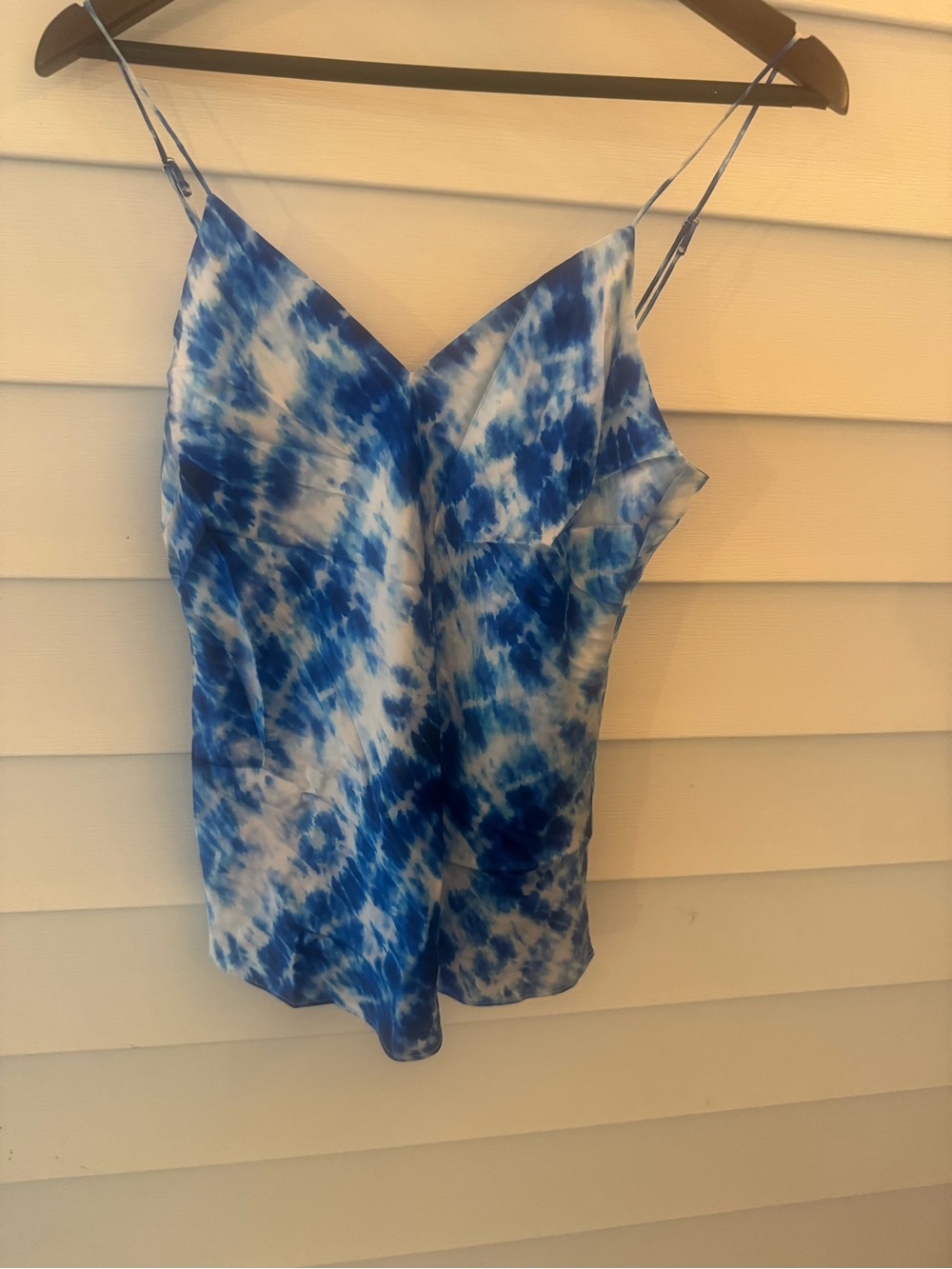 Cami NYC Blue and White Tie-Dye Satin Camisole
